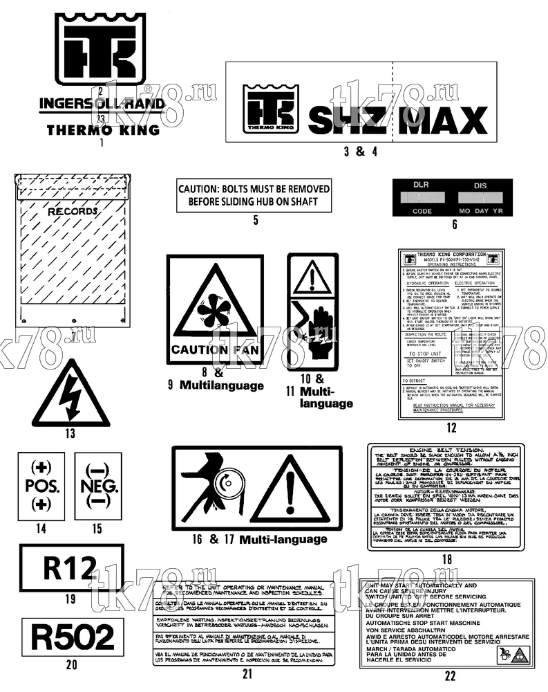 Каталог запчастей для Thermo King  NAMEPLATES