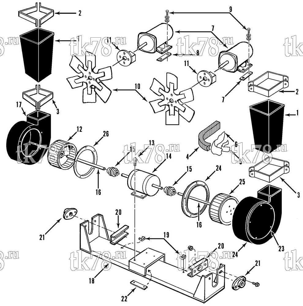 Каталог запчастей для Thermo King  MOTORS, BLOWERS & FAN GROUP (T6-M1)