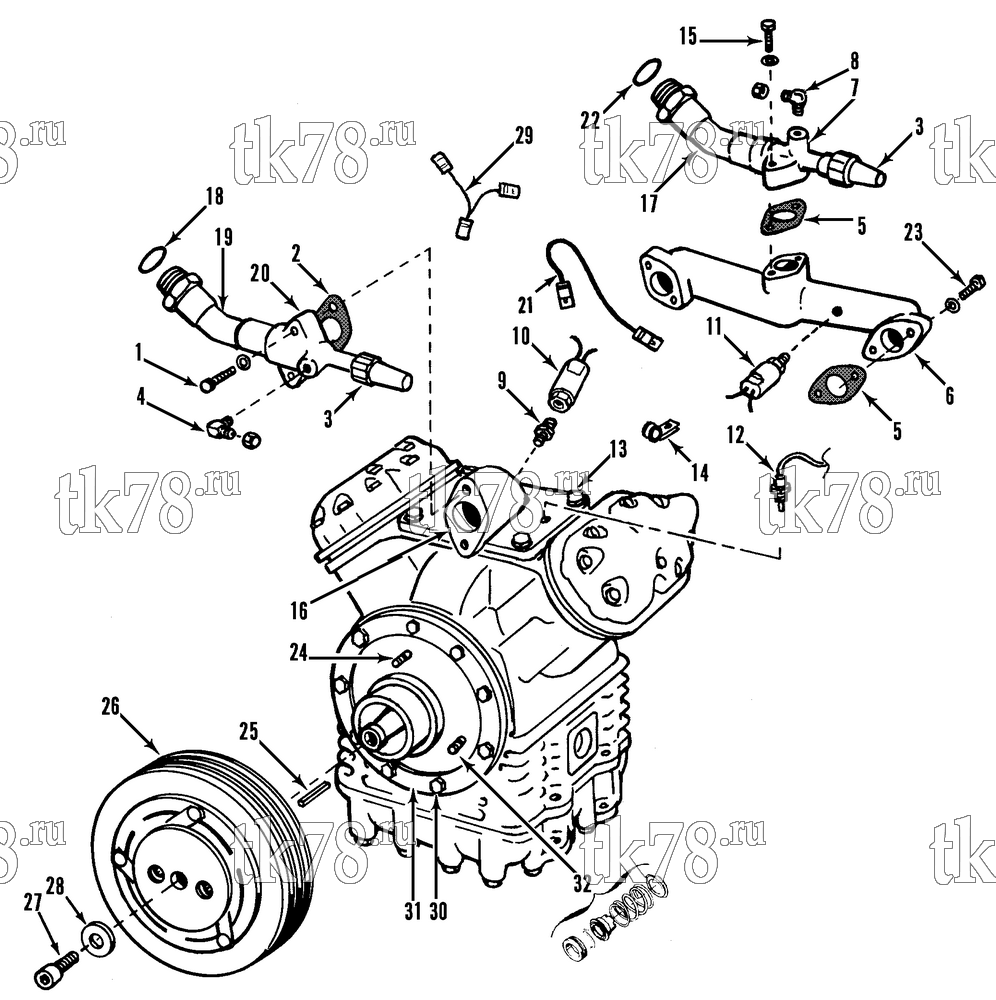 Каталог запчастей для Thermo King Compressor Kits for Transit Bus Air Conditioning COMPRESSOR GROUP (7322C85G07, KIT 713999)