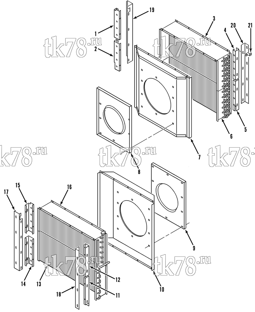 Каталог запчастей для Thermo King  CONDENSER & RADIATOR COIL MOUNTING