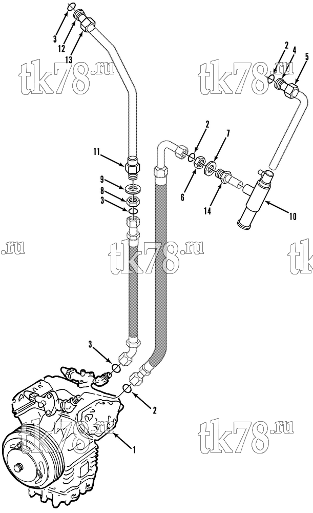 Каталог запчастей для Thermo King E4-M1, M2 & M3 COMPRESSOR CONNECTIONS & TUBES (M1)