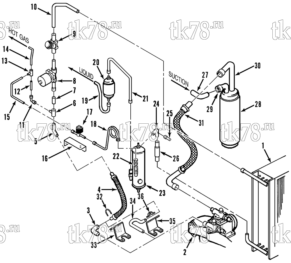 Каталог запчастей для Thermo King  REFRIGERATION CONDENSER (Before 7/95)