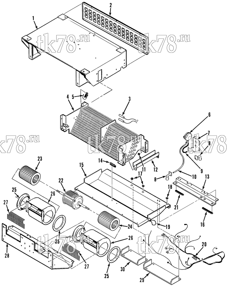 Каталог запчастей для Thermo King SB-III 50 TC EMEIA w/se 2.2 Engine EVAPORATOR STRUCTURAL/ELECTRICAL (KIT 712253)