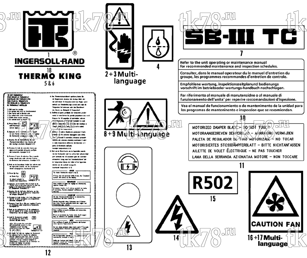 Каталог запчастей для Thermo King SB-III 50 TC EMEIA w/se 2.2 Engine NAMEPLATES
