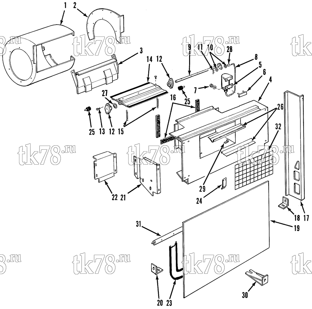 Каталог запчастей для Thermo King SB-III 50 TC EMEIA w/se 2.2 Engine EVAPORATOR COMPONENTS