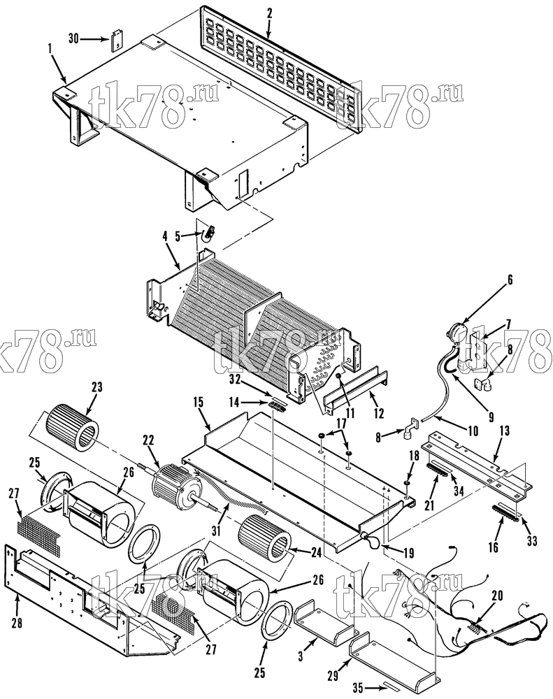 Каталог запчастей для Thermo King SB-III 50 TC Tesco w/se 2.2 Engine EVAPORATOR STRUCTURAL/ELECTRICAL (KIT 712261)