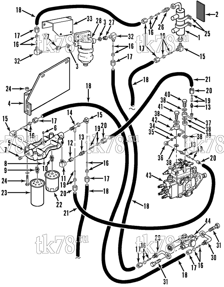 Каталог запчастей для Thermo King CG-II M22C FUEL FILTERS, HOSES & HEATER