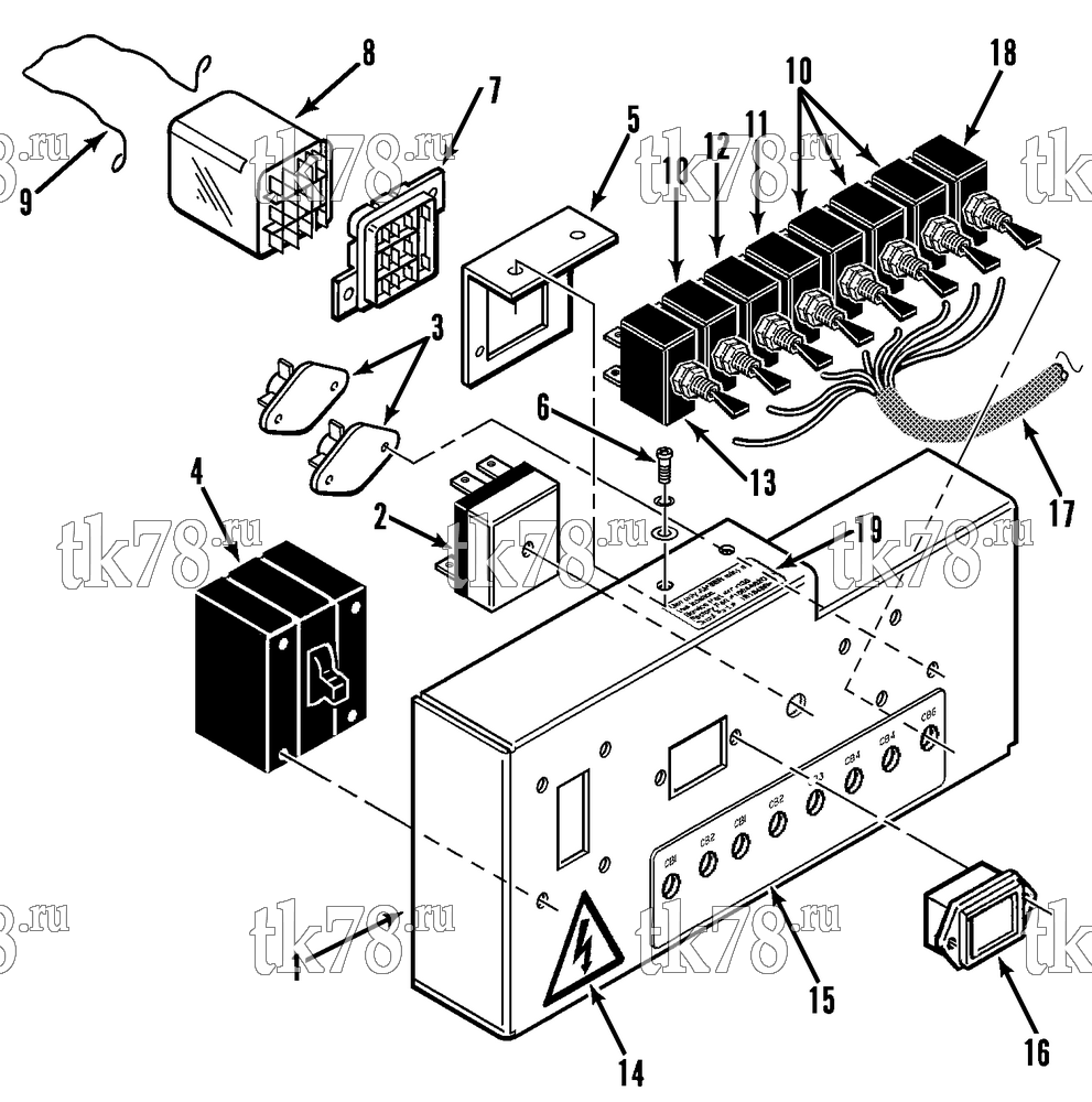 Каталог запчастей для Thermo King CF-III M1A, M1C, M1D Prepared for Transamerica CIRCUIT BREAKER ASSEMBLY (M1C, M1D)