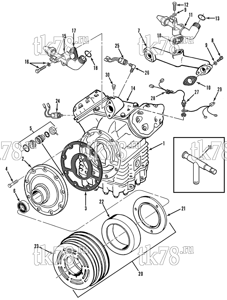 Каталог запчастей для Thermo King  COMPRESSOR GROUP (KIT 712897)