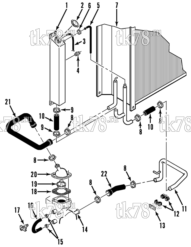 Каталог запчастей для Thermo King SB-III S+ w/se 2.2 Engine ENGINE COOLING SYSTEM