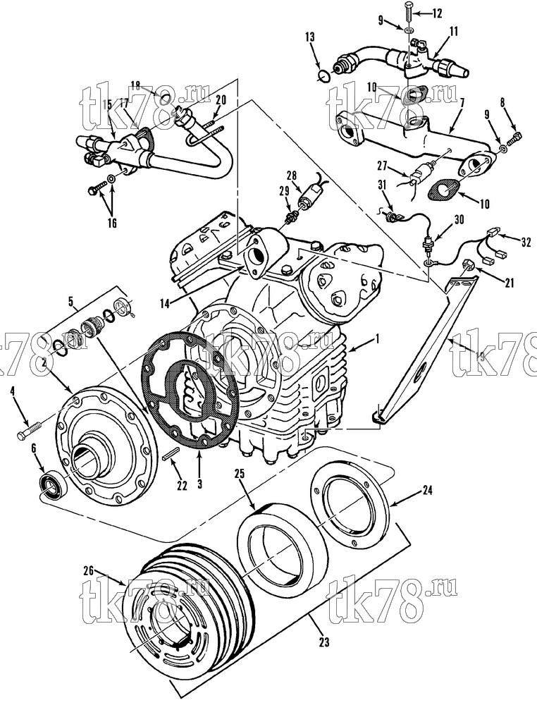 Каталог запчастей для Thermo King  COMPRESSOR GROUP (9208C49G01, KIT 714471)