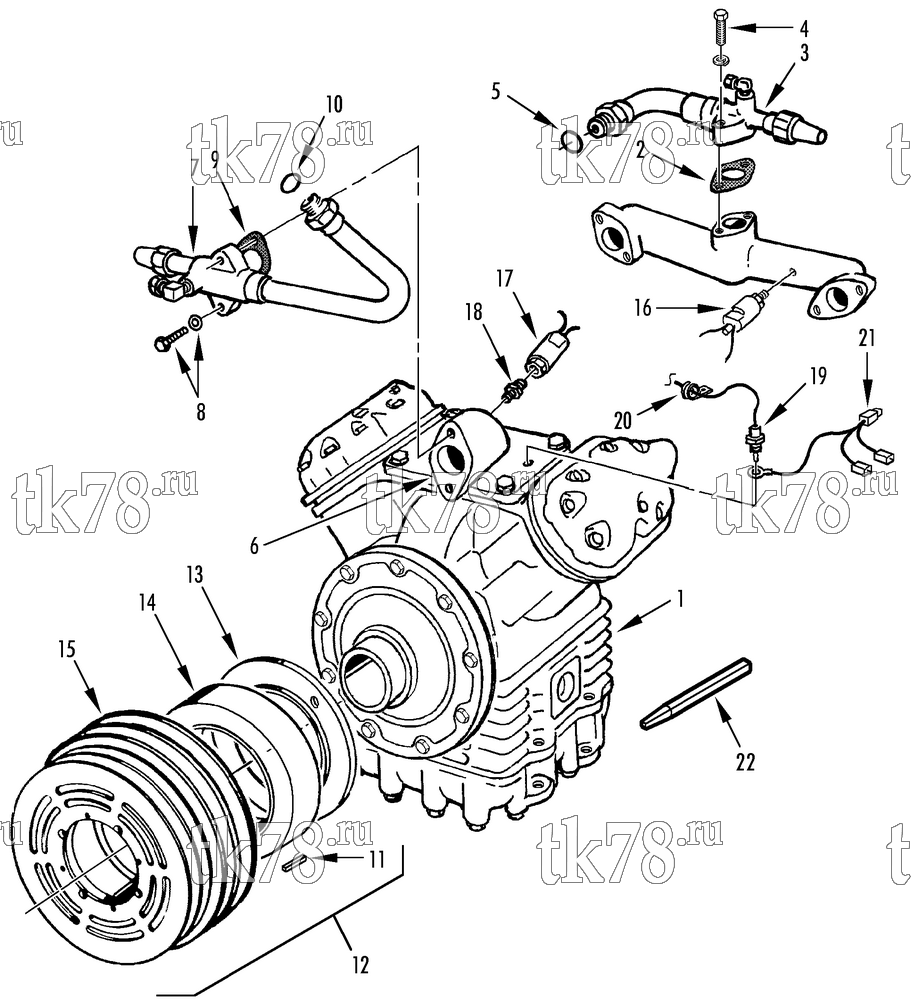 Каталог запчастей для Thermo King  COMPRESSOR GROUP (9212C40G01, KIT 714115)