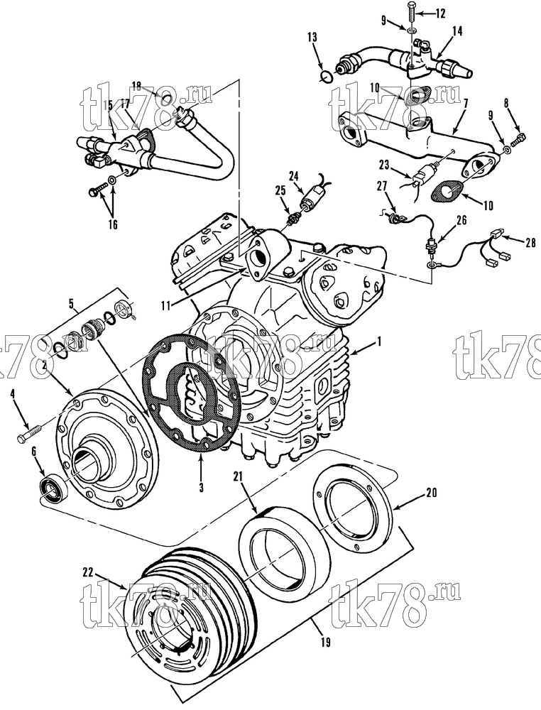 Каталог запчастей для Thermo King T1-M37, M38, M40 & M42 COMPRESSOR GROUP (9212C41G01, KIT 714116)