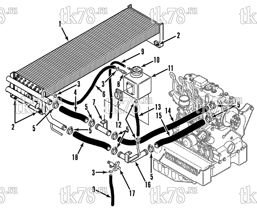 Каталог запчастей для Thermo King HK-III 30, HK-III HO & Fresh King w/2.49 Engine ENGINE COOLING SYSTEM (HK-III 30)