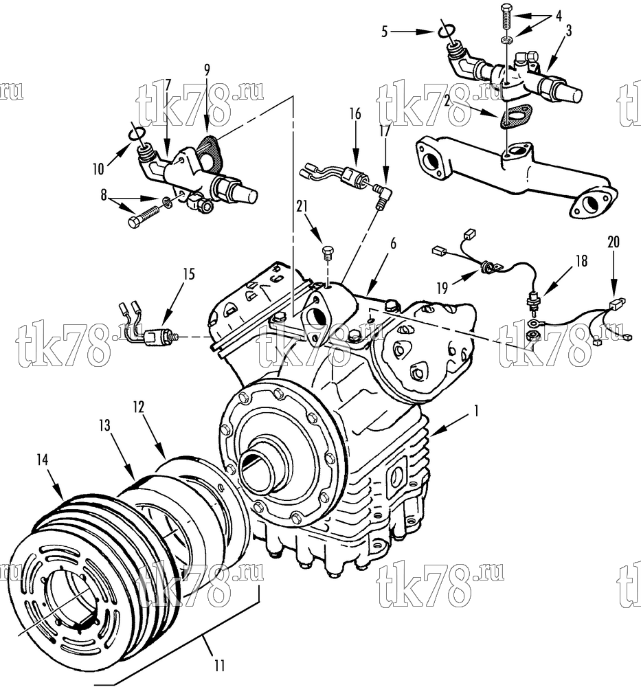 Каталог запчастей для Thermo King  COMPRESSOR GROUP (5926C13G05, KIT 712068)