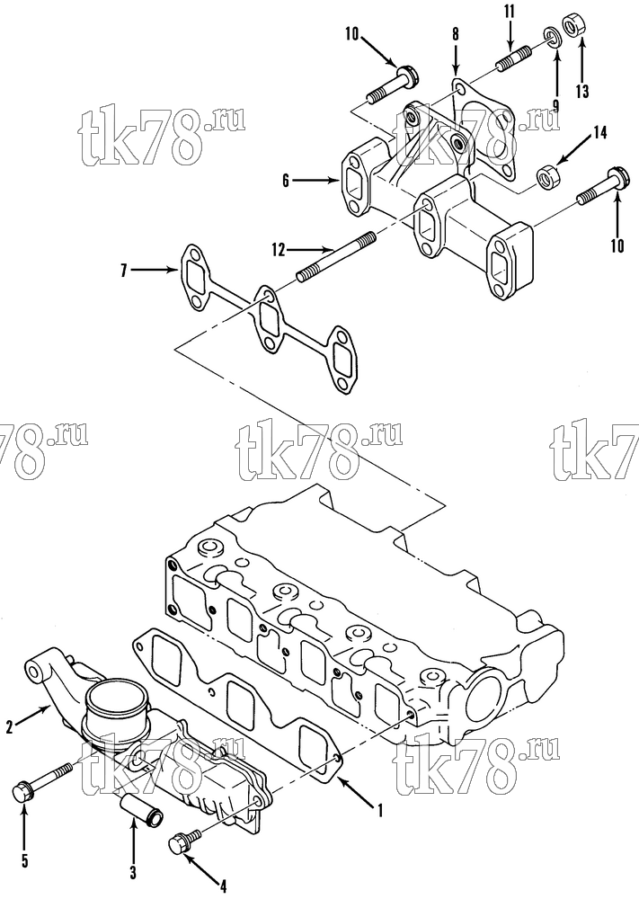 Каталог запчастей для Thermo King  INTAKE & EXHAUST MANIFOLD