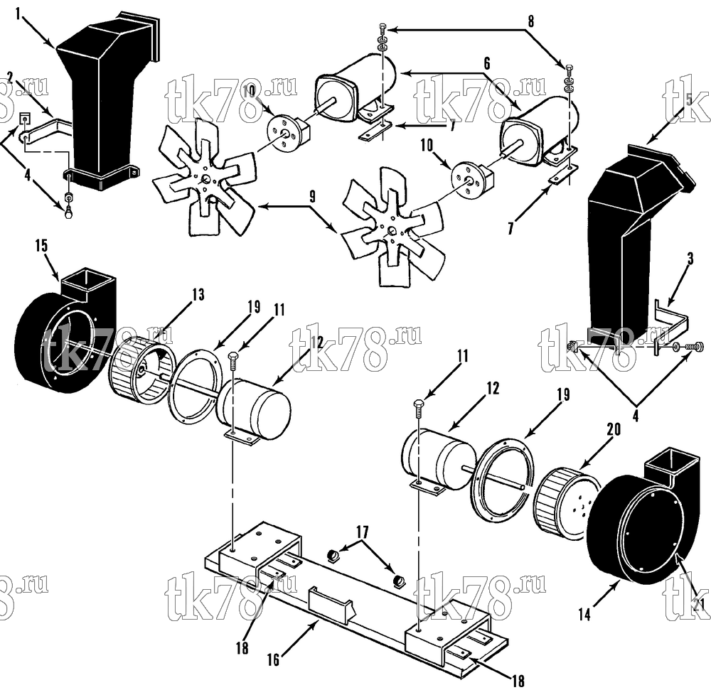 Каталог запчастей для Thermo King  MOTORS, BLOWERS & FAN GROUP (T6-M9)