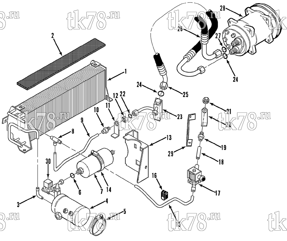 Каталог запчастей для Thermo King V-250 REFRIGERATION - CONDENSER (V-250 20s)