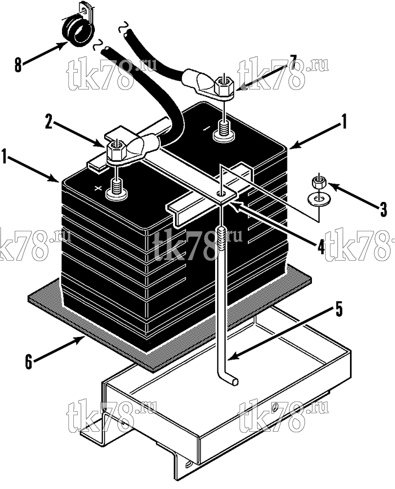 Каталог запчастей для Thermo King CG-II M30, M30A, M30B BATTERY MOUNTING & CABLES