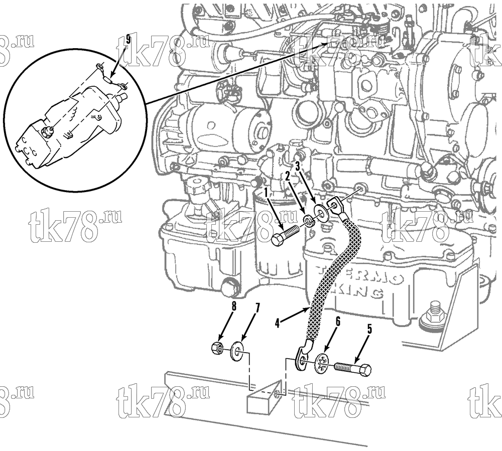 Каталог запчастей для Thermo King CG-II M30, M30A, M30B GROUND STRAP - INJECTION PUMP DIODE