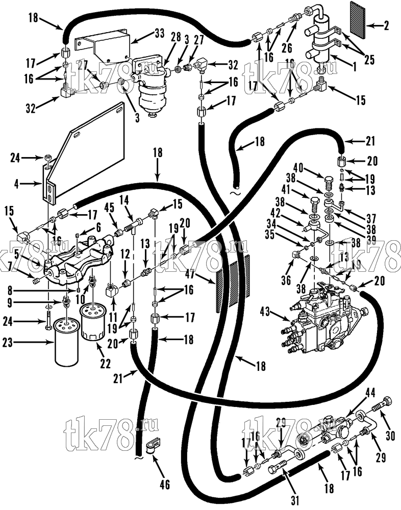 Каталог запчастей для Thermo King CG-II M22, M22D, M22E FUEL FILTERS, HOSES & HEATER (M22E)