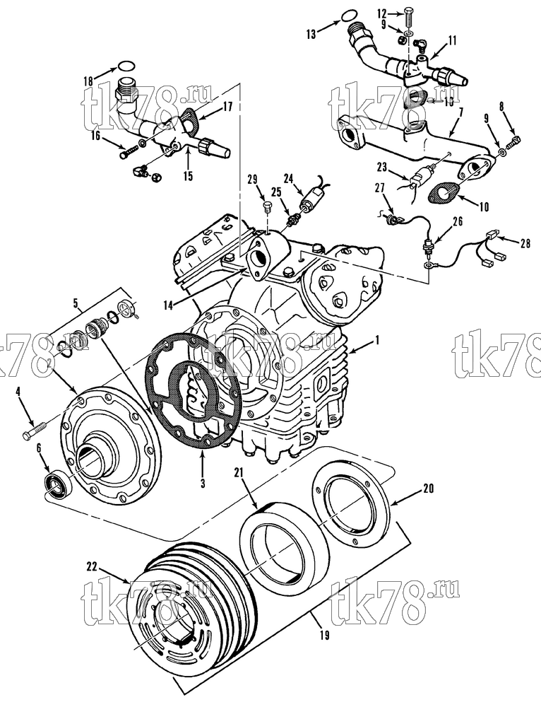 Каталог запчастей для Thermo King  COMPRESSOR GROUP (KIT 714475)