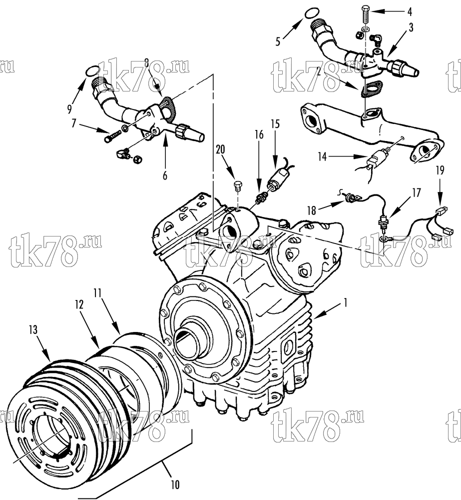 Каталог запчастей для Thermo King  COMPRESSOR GROUP (KIT 714680)