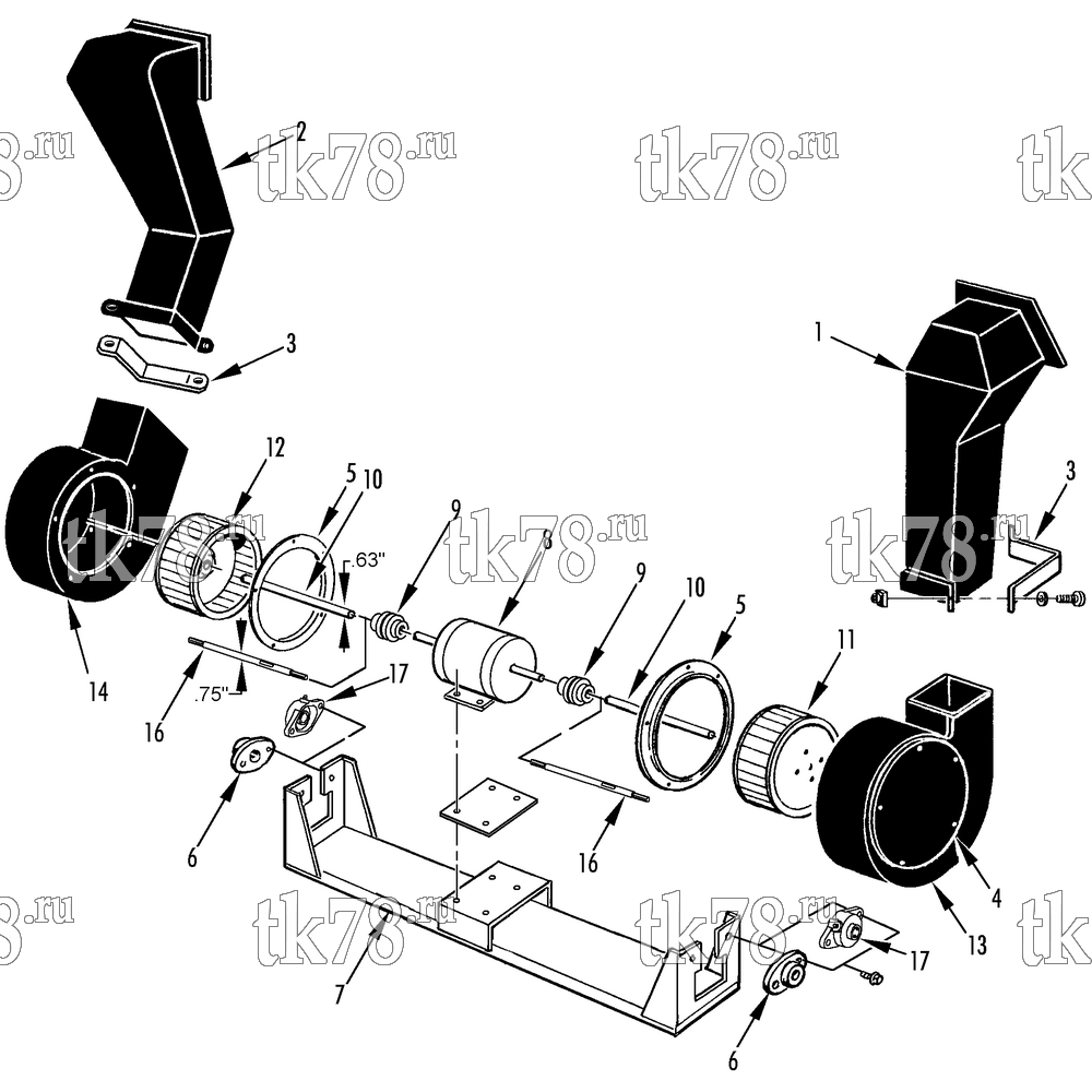 Каталог запчастей для Thermo King TH11 Series M1 Thru M8 MOTOR & BLOWERS GROUP (M1 & M2)