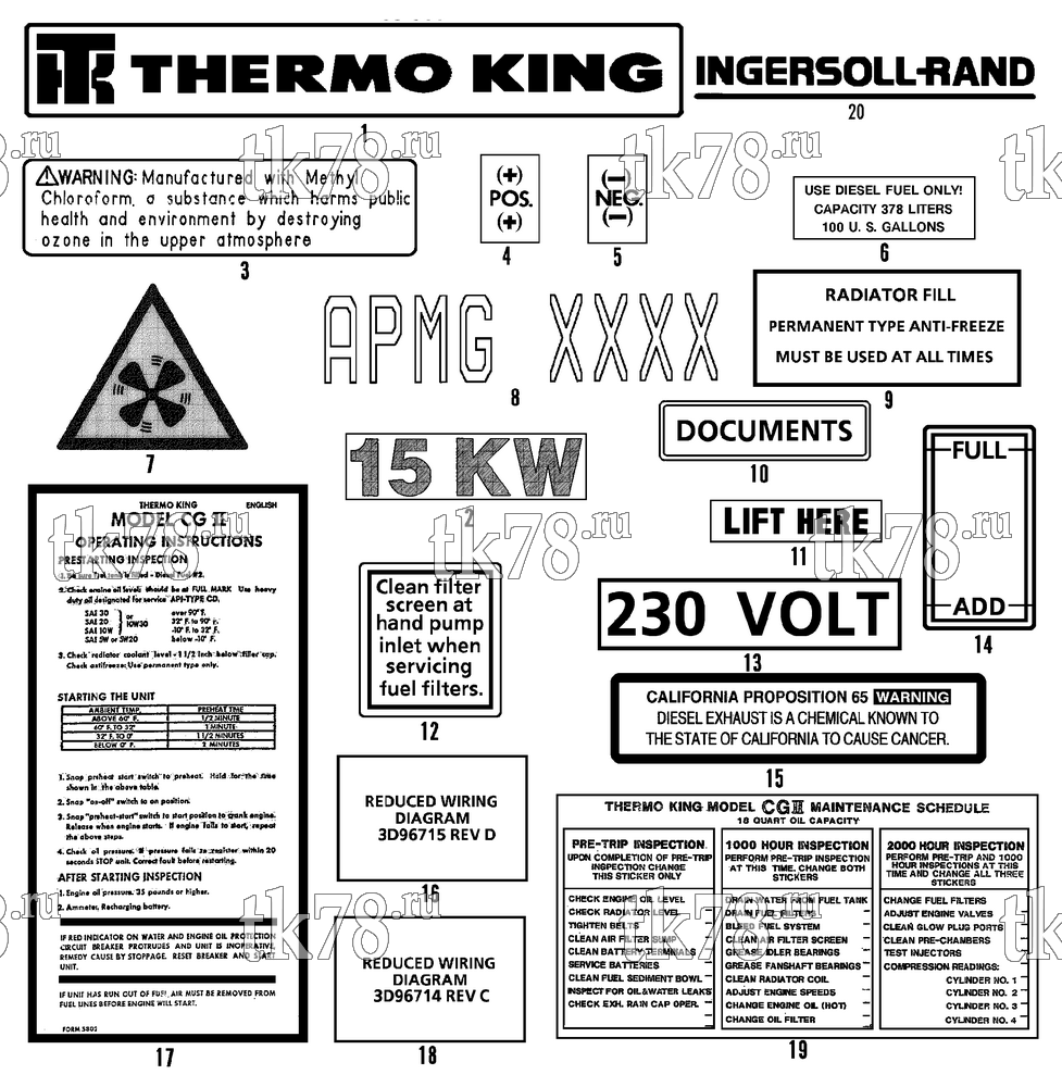 Каталог запчастей для Thermo King CG-II M445 NAMEPLATES