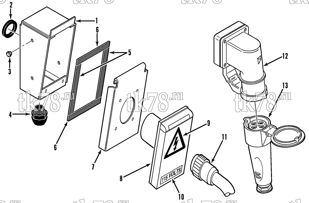 Каталог запчастей для Thermo King V-250 RECEPTACLE BOX GROUP