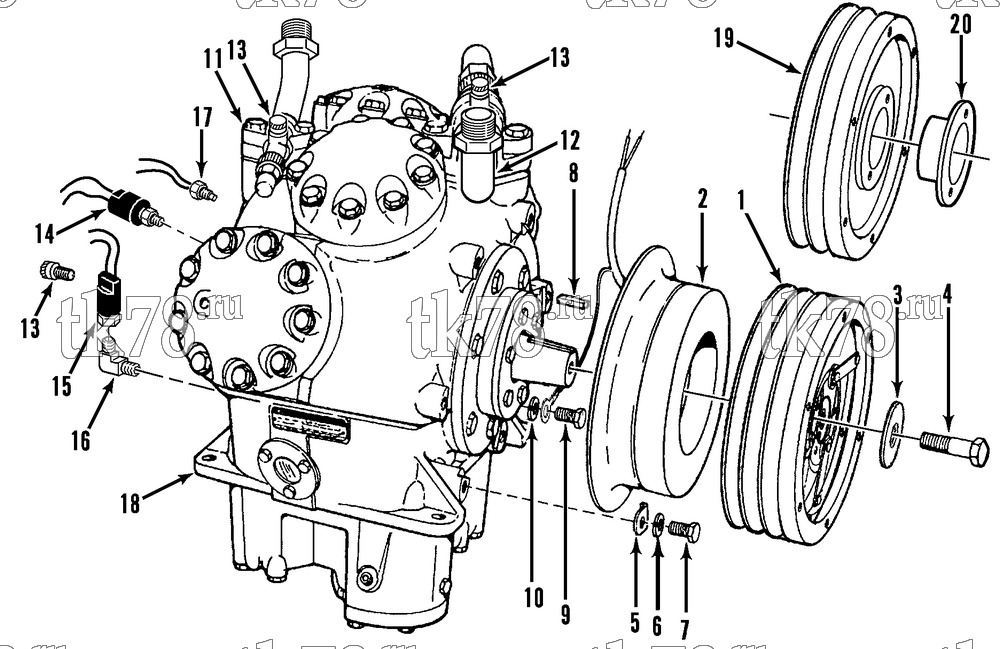 Каталог запчастей для Thermo King T11-M1 thru M21 & THU11-M1 COMPRESSOR GROUP (KIT 714714)