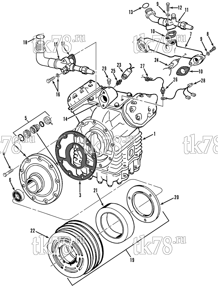 Каталог запчастей для Thermo King T11-M1 thru M21 & THU11-M1 COMPRESSOR GROUP (KIT 714718)