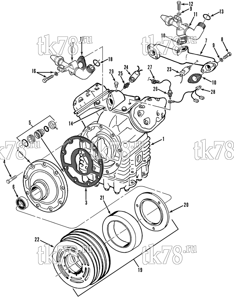 Каталог запчастей для Thermo King T11-M1 thru M21 & THU11-M1 COMPRESSOR GROUP (KIT 714611)