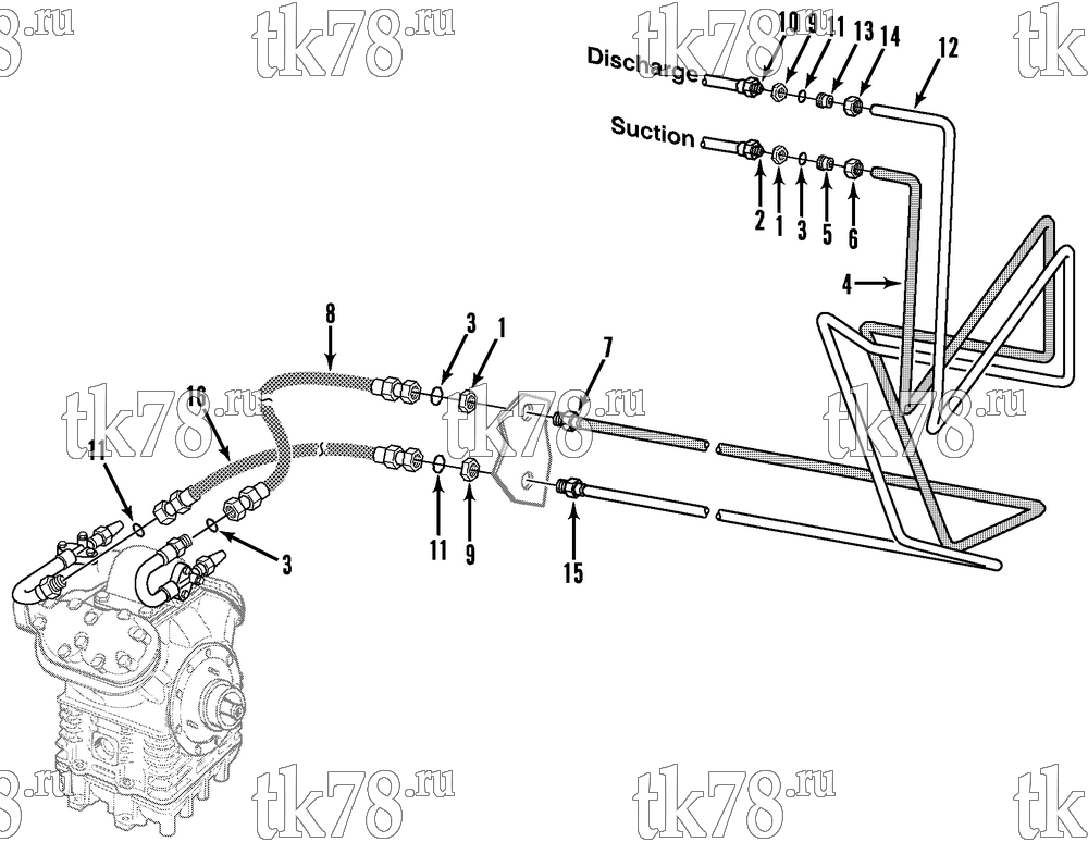 Каталог запчастей для Thermo King  COMPRESSOR HOSES & TUBES - KIT 814359