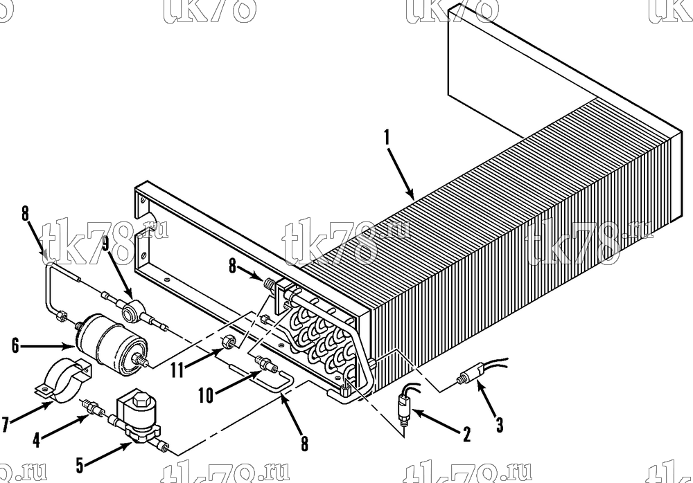 Каталог запчастей для Thermo King V-090, 90E, 90H, 90 MAX, 90T & 95 REFRIGERATION - CONDENSER (R134a V-090)