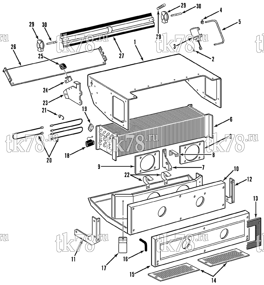 Каталог запчастей для Thermo King KH-II 30 & 50 EVAPORATOR COMPARTMENT