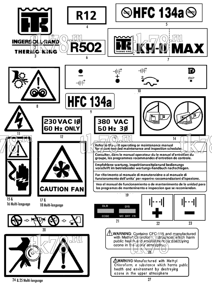 Каталог запчастей для Thermo King KH-II 30 & 50 NAMEPLATES