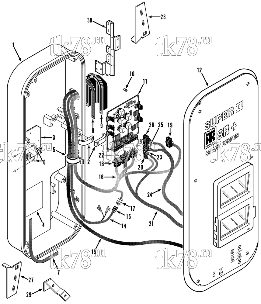 Каталог запчастей для Thermo King Super-II SR, SR+ & MAX TG VI w/se 2.2 Engine CONTROL BOX GROUP (SUPER-II SR+)