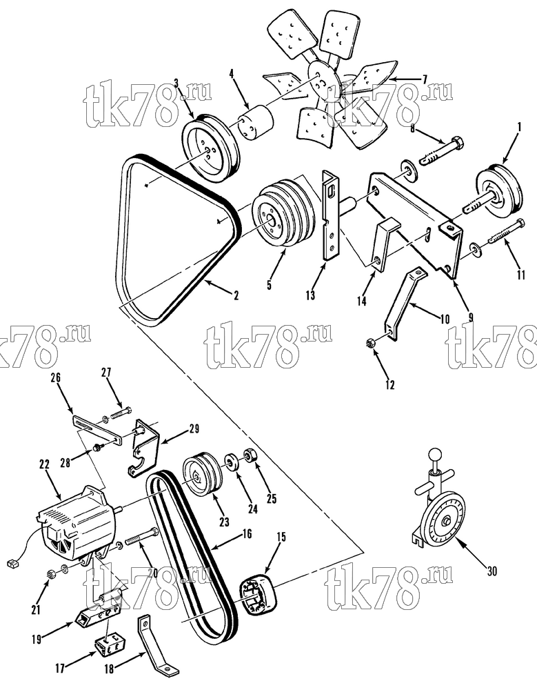 Каталог запчастей для Thermo King  BELTS, PULLEYS, FAN, ALTERNATOR (24V)