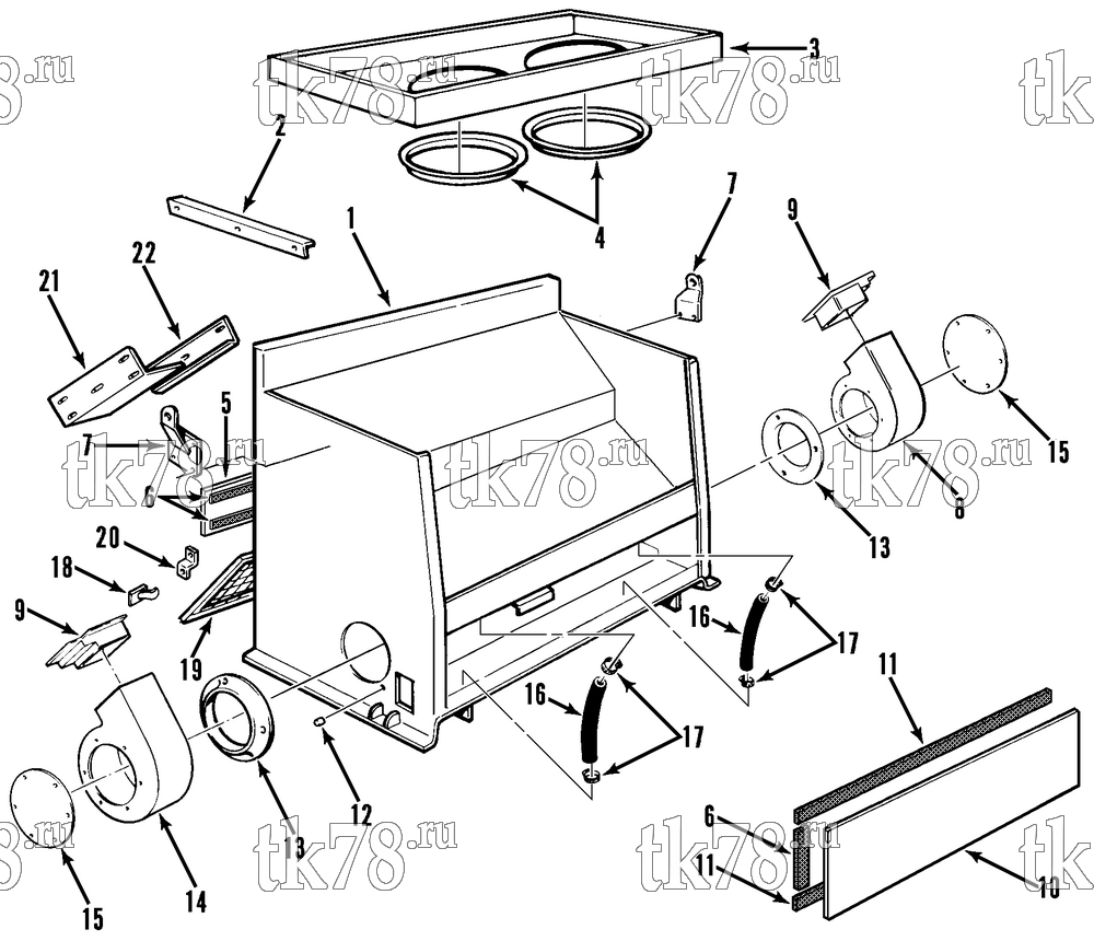 Каталог запчастей для Thermo King T1-M37, M38, M40 & M42 STRUCTURAL COMPONENTS (M37, M40)