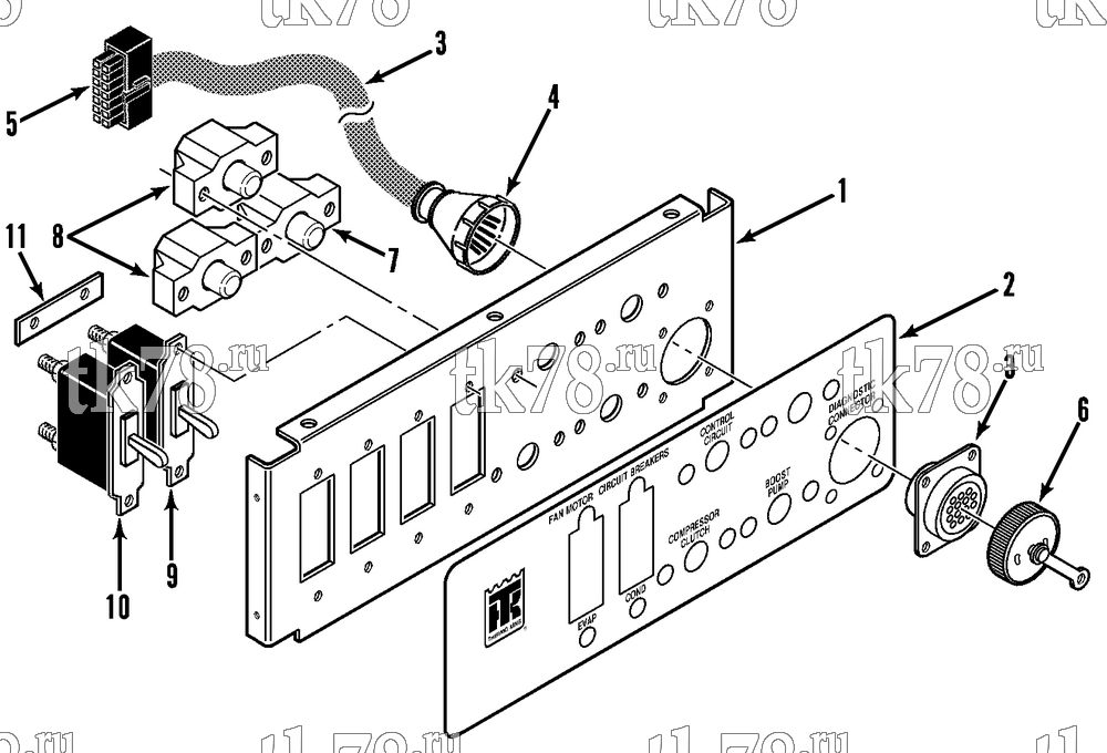 Каталог запчастей для Thermo King R5-M2, M3, M5-M8, M12, RH5-M1, M2, R5-HP M6 CIRCUIT BREAKER PANEL