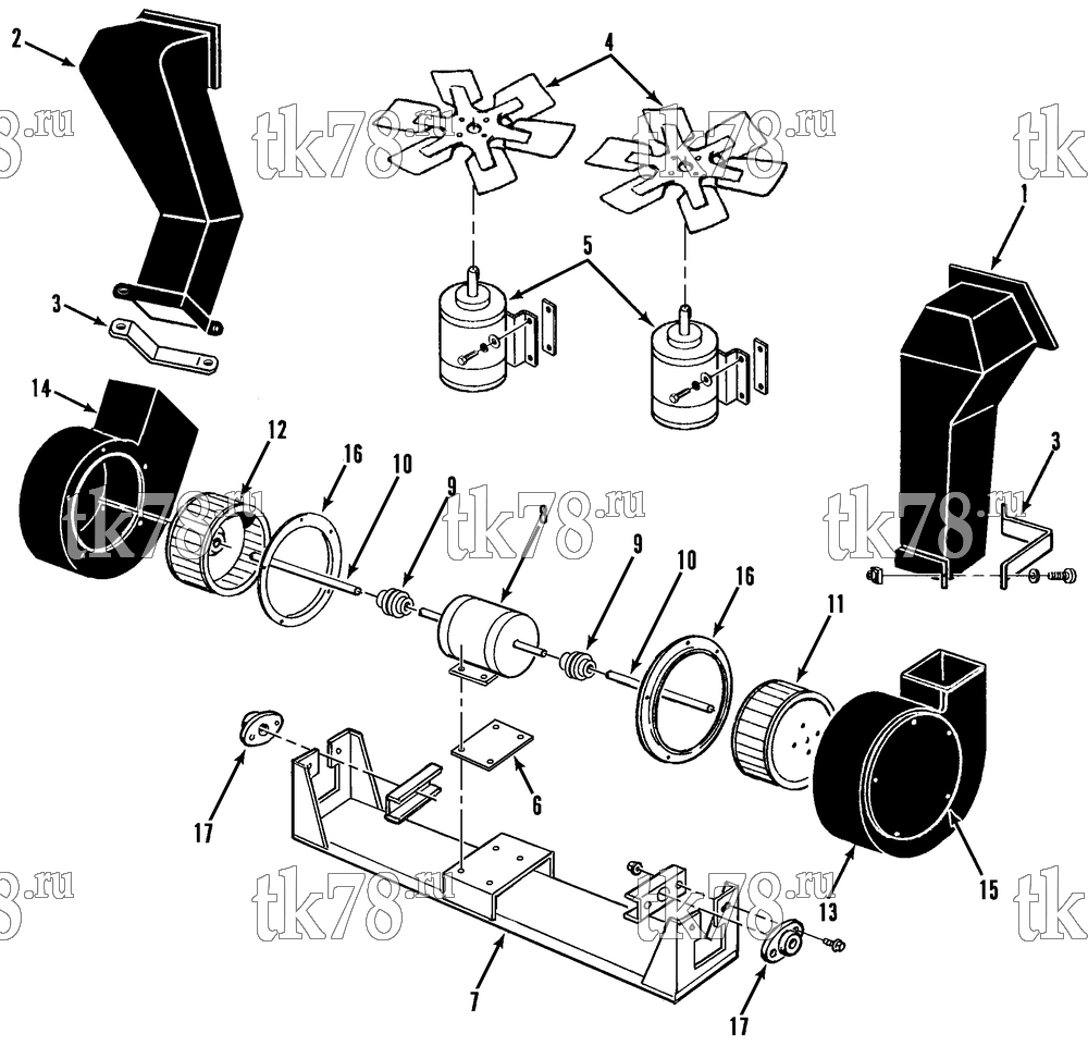 Каталог запчастей для Thermo King T11-M1 thru M21 & THU11-M1 MOTORS, BLOWERS & FANS (M4, M5, M11, M11A, M12, M14, M14A, M16)