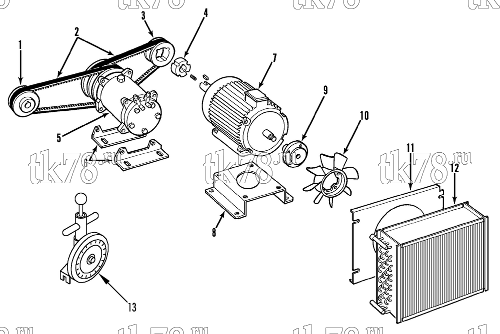 Каталог запчастей для Thermo King HY MAX BELTS, PULLEYS & FAN GROUP