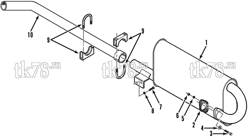 Каталог запчастей для Thermo King CG-II M30D MUFFLER GROUP (5/1/95 & After)