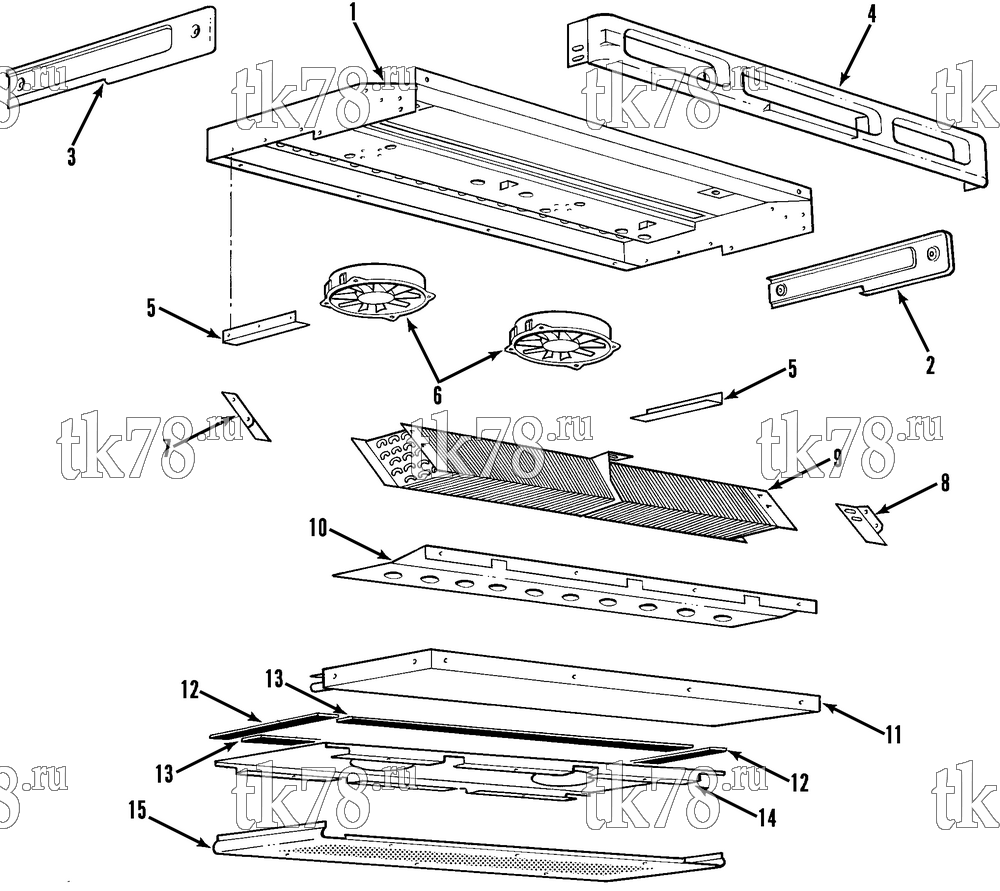 Каталог запчастей для Thermo King  E1000 E EVAPORATOR STRUCTURAL COMPONENTS