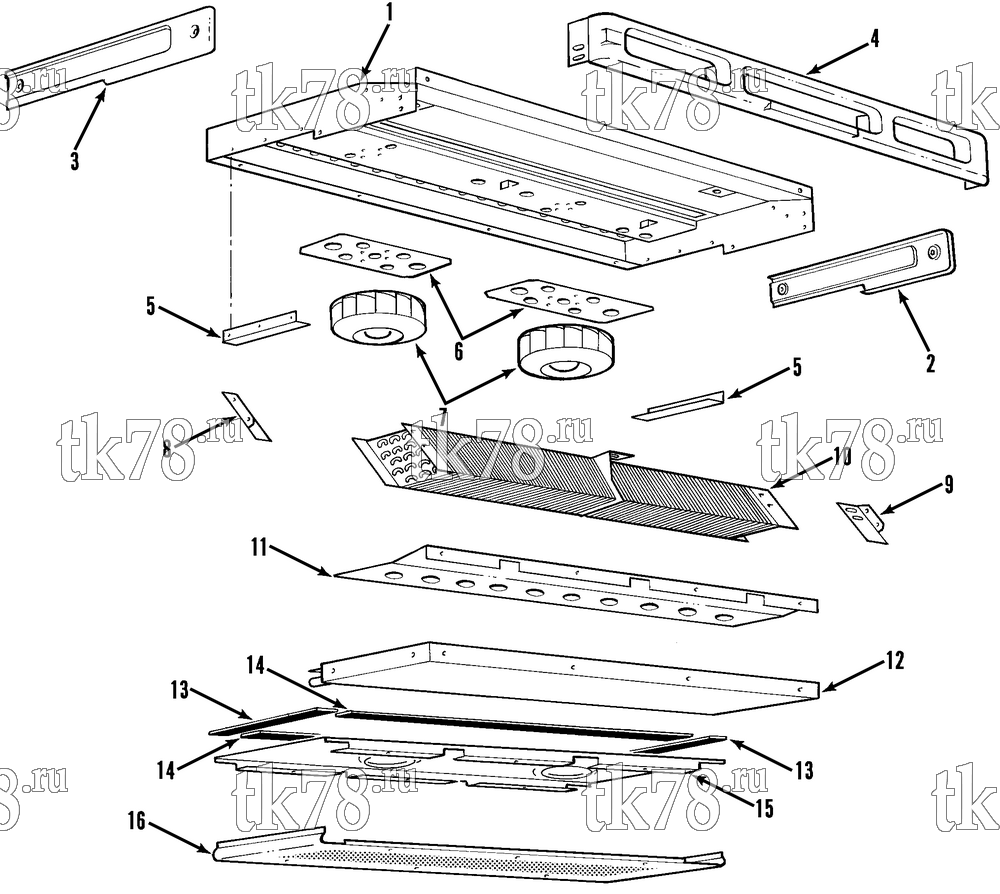 Каталог запчастей для Thermo King  E1000 EVAPORATOR STRUCTURAL COMPONENTS