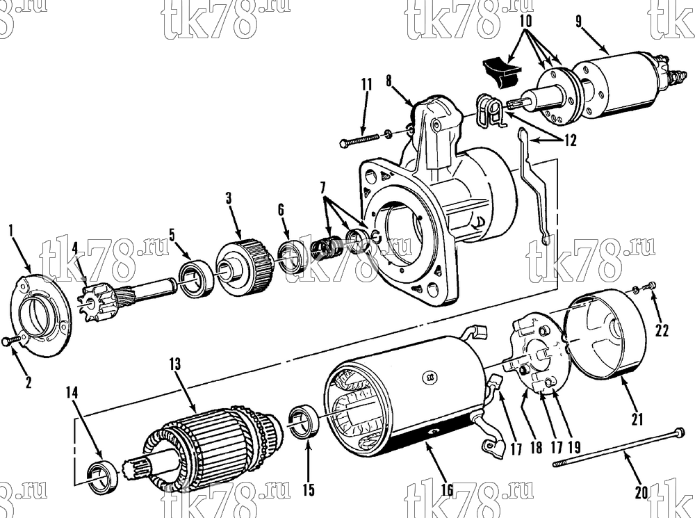 Каталог запчастей для Thermo King di 2.2 Engine STARTER ASSEMBLY (C201, di 2.2 & se 2.2)