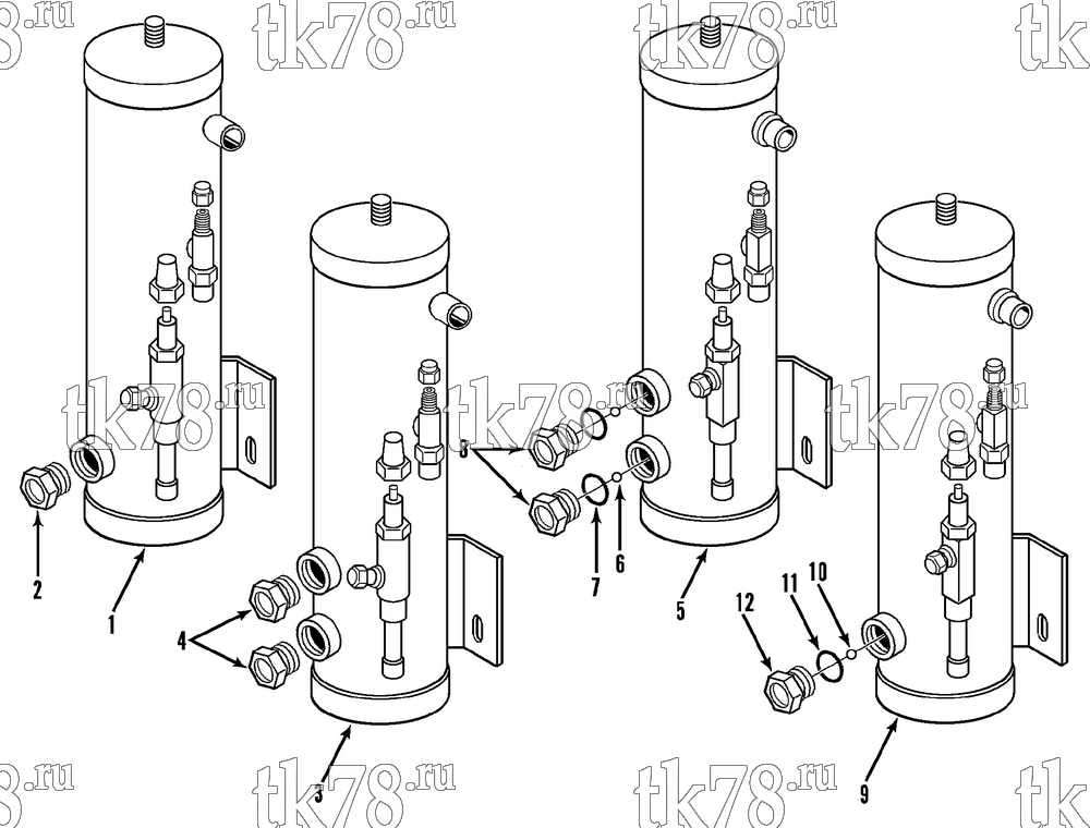 Каталог запчастей для Thermo King Super-II 30 MAX w/se 2.2 Engine RECEIVER TANK GROUP