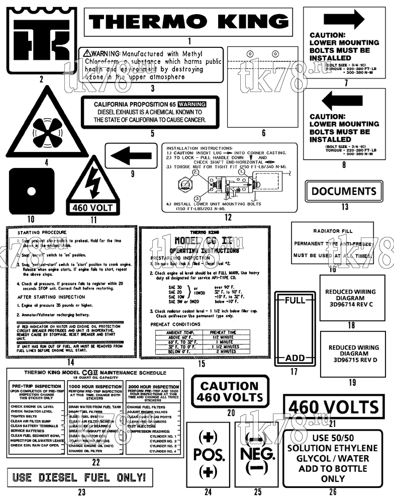 Каталог запчастей для Thermo King CG-II M30D NAMEPLATES