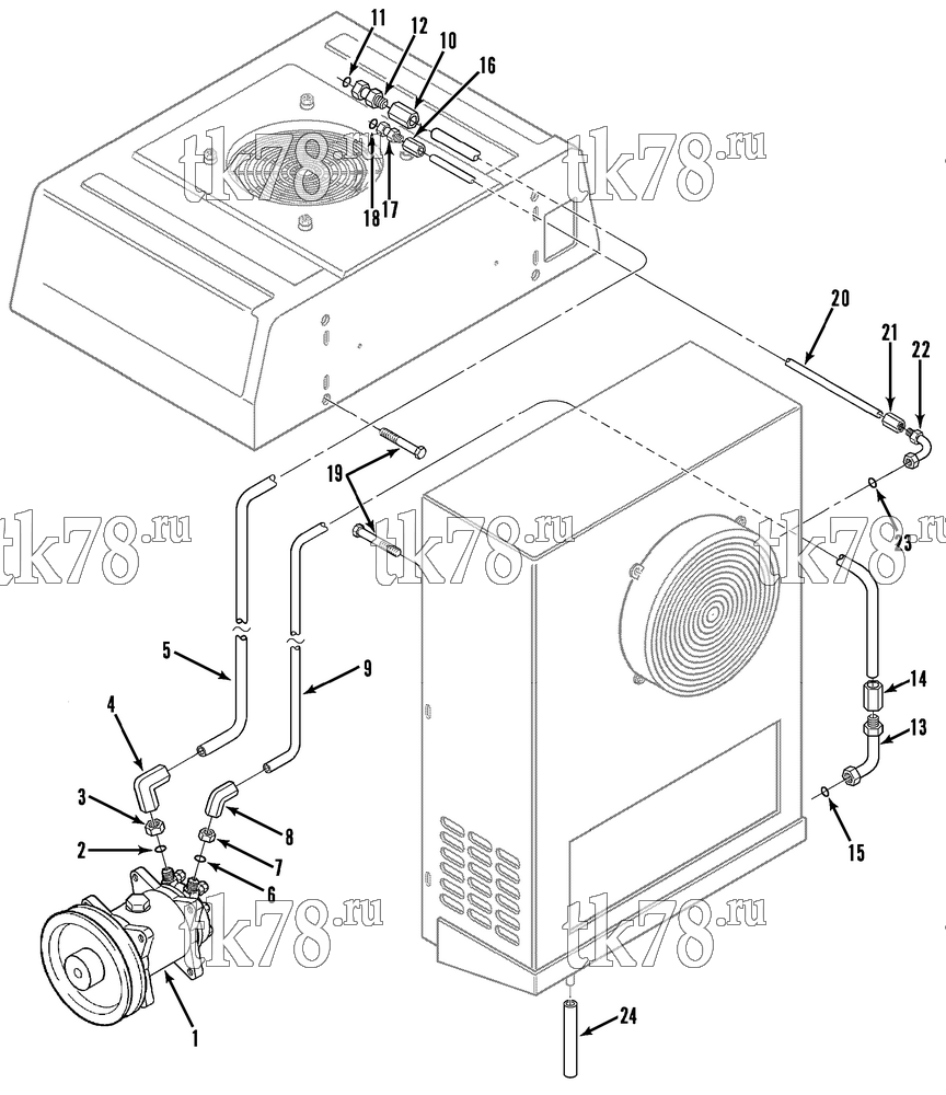 Каталог запчастей для Thermo King V-090, 90E, 90H, 90 MAX, 90T & 95 INSTALLATION COMPONENTS (V-090E)